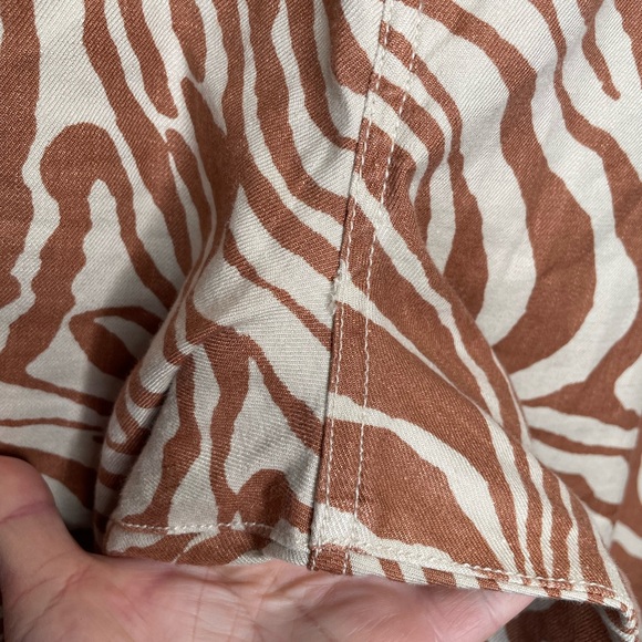 Maeve Colette Wide Leg Linen Blend Hi Rise Pants Zebra Swirl Brown Cream 31 - Picture 8 of 15